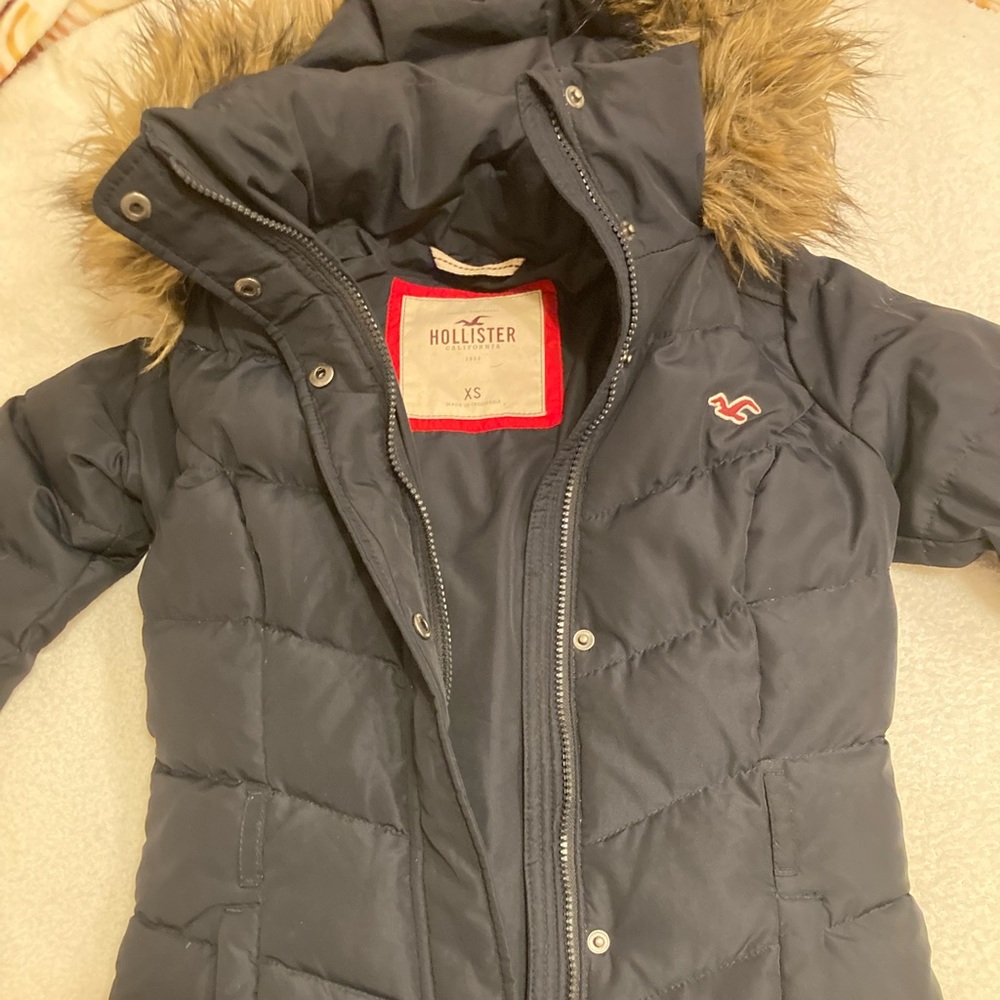 Hollister XS navy blue parka jacket